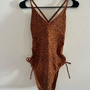 Shade & Shore Brown Leopard Print One-Piece Swimsuit